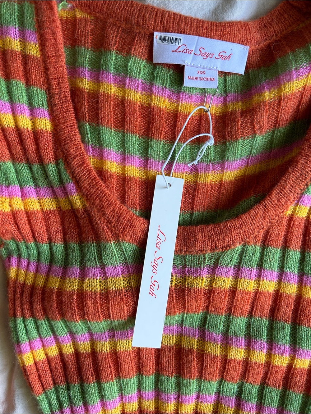 Lisa Says Gah NWT XS/S Ribbed Long-Sleeve Striped Knit Dress - Multicolor - Picture 3 of 6